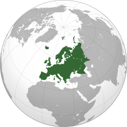 A globe centred on Europe