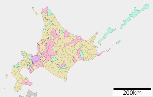 A map of Hokkaido by type of municipality Government Ordinance Designated City City Town Village