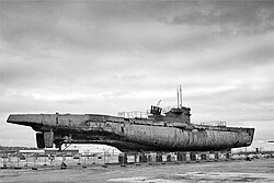 U-534, a type IX U-boat at Birkenhead Docks, Merseyside, England