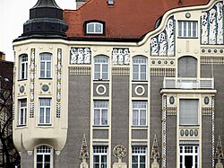 Jugendstil style house at Leopoldstr. 77. At the beginning of the 20th century, Munich was a hub for the Jugendstil movement.