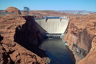 Hydroelectric power station at Glen Canyon Dam, Page, Arizona
